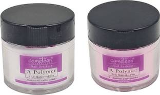 Cameleon Acrylic Powder Combo , Crystal Nail Art Tip Builder 28gm (Clear,Pink)