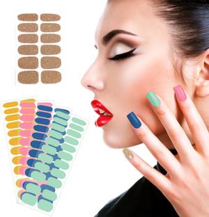 NOYMI Multi plain Color Nail Art & Stickers|Combo Pack of 5|Self Adhesive|Long Lasting