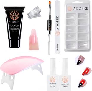 Adoere Poly Extension Gel Nail Kit Nail Art Design Beginner Kit with Top & Base Coat