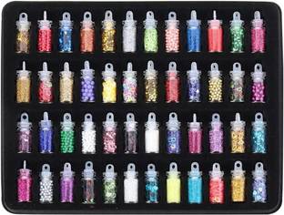 vnz 48 Bottles Nail Art Kit Contain Nail Art Pearl, Sequin, Glitter Powder