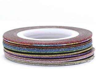 Looks United 10 Mixed Color Glitter Self Adhesive Nail Art Striping Tape Rolls