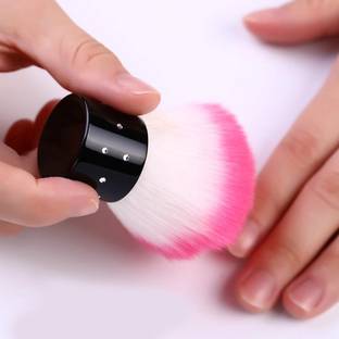 D Nails Soft Nail Cleaner Brush Mini Stainless steel handle Remove Dust Cleaner