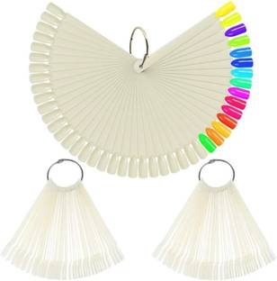 RANORE 50Pcs False Display,Nail Art Fan Wheel Polish Practice Tips-Sticks Tools