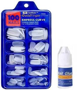 Lenon 100pcs False Acrylic Fake False Nails Women/Girls all Sizes White (Pack of 100)