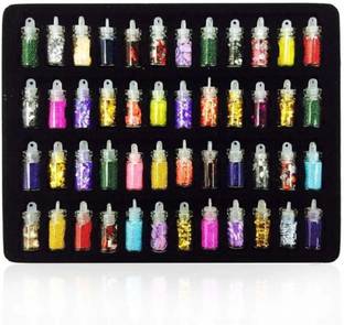 Yuvami's 3D Nail Art Charms Kit, Random Nail Art Glitter Sequins, 48 Glitter bottle