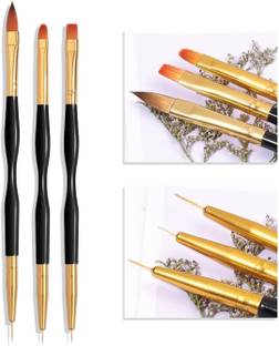 RANORE 3pcs Double Head Acrylic Nail Art Brush Pen Home Tips Builder