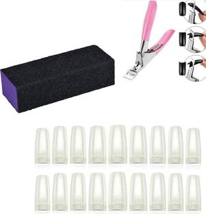 Sminakh 500pcs OF ARTIFICIAL NAIL TIPS COMBO OF 1PCS BLOCK BUFFER NAIL ART TOOL AND 1PCS NAIL TIP CUTTER