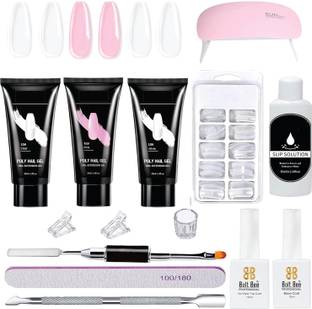 SEVEN STROKES Poly Nail Gel Extension 13 Pc Kit Nail Tip Slip Solution Top & Base Coat