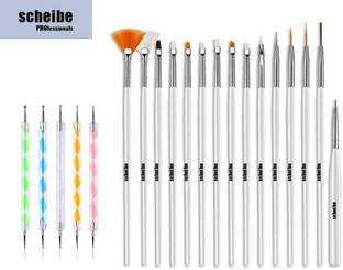 Scheibe 15 pcs Nail Art Brush and 5 pcs Nail Art Dotting Pen Combo