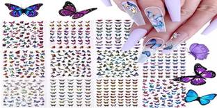 Tgytryrf 12 Sheets Butterfly Nail Art Stickers Decals, 3D Self-Adhesive Nail