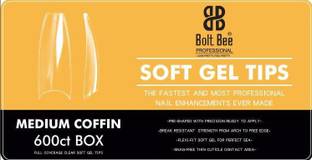 BOLT BEE Soft Gel press on False Clear Nail Tips Nail Extensions Acrylic 600 Nails