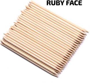 RUBY FACE 100PCS Orange Sticks for Nails 4.5 Inch - Wooden Cuticle Pusher & Remover Set