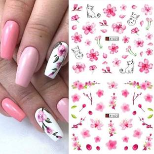 kaarm 7 Sheets Nail Art Stickers Water Transfer Nail Decal for Women Nail Art Supplies
