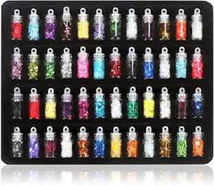 Marie Huda 48 Bottles/Set 3D Nail Art Charms Kit, Random Nail Art Glitter Sequins
