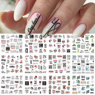 S.A.V.I 12 Sheets Colorful Rose Heart Water Transfer Nail Sticker Decals DIY Manicure