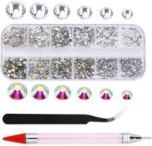 maycreate with Pick Up Tweezer and Rhinestone Picker Dotting Pen(1500 PCS, 6