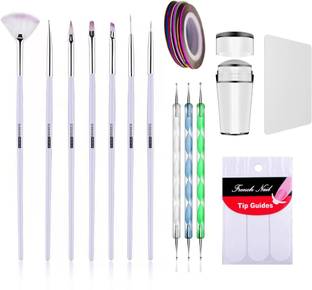 Scheibe 7 Nail Brush, 3 Dotting Pen, 3 Nail Tape,1 tip and Nail Stamp