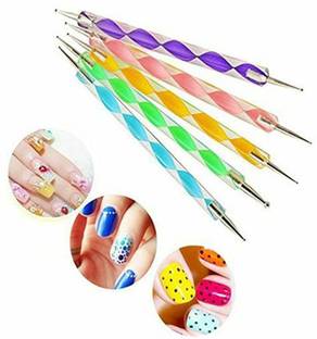 Ashyra 5 pieces Nail Art Dotting Marbleizing Tool Pen for Nail Decoration (Multicolour)
