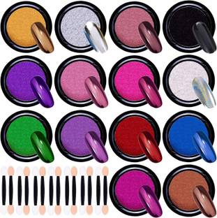 Syco Style 10 Colors Mirror Effect Chrome Powder & 10 pcs Applying Brush