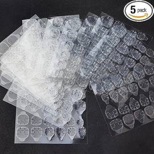 Miss Hot 5 Sheets Double-side Nail Glue Sticker Transparent Flexible Fake Nails Tips
