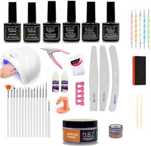 D.B.Z. Gel Nail Art Kit with Nail Art tools - 48 watts UV Lamp, Gel Polish, Top Coat