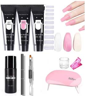 RUBY FACE Poly Gel Nail extension kit - 3 Colors Clear, White, Pink, Builder Nail Gel Set