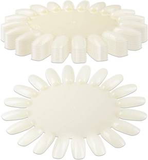 KIRA 10 Palettes 20 Nail Tips Display Board for Nail Art Design Pattern Practice and Swatch Nail Polish Colors (20 Tips Palette (Natural), 10 Pieces)