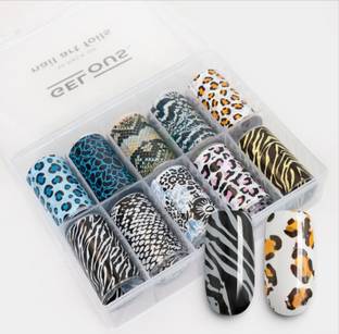 RANORE 10pcs Nail Foil Transfer Sticker Animal Printed