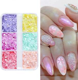 S.A.V.I 3D Cherry Blossom Nail Art Sequins - Multicolor Petal DIY for Women &