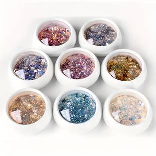 Adoere 8 Bottle Nail Glitter Flakes Shining Mixed Flake DIY Glitter Sequin Resin Sequin