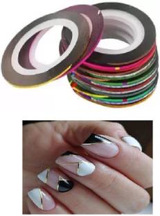 J & F Nail Art tape ( Set of 10 Multicolor Strips )