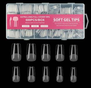 NPAH Nail Tips,soft Gel Full Cover Nails, Clear Acrylic Nail Tips Artificial