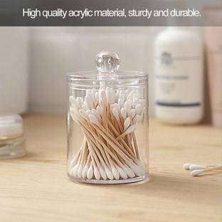 ON GATE 1Pc Storage Canister Earbud Holder Plastic Jar for Cotton Ball,Cotton Swab