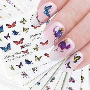 hstyle store 24 Sheets nails sticker for girl and women, free tweezer