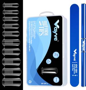 Vayve Polygel Nail Extension Kit - Dual Forms Nail Tips, Brush-Spatula & Nail File Set