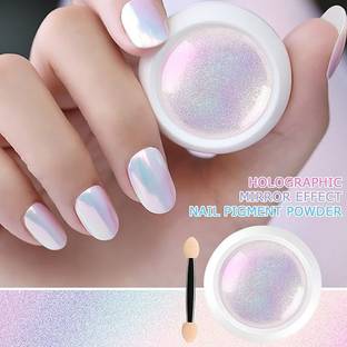 RUBY FACE Nail Chrome Powder Mermaid Chrome Nail Powder,Neon Iridescent Pearl Mermaid