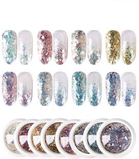 fashion storm 8 Bottles Nail Glitter Flakes Shining Mixed Flake Glitter Sequin