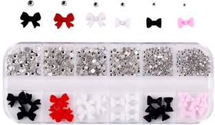 Rsentera 3D Bow Nail Charms: Assorted Pink White and Bowknots for Nail Manicure