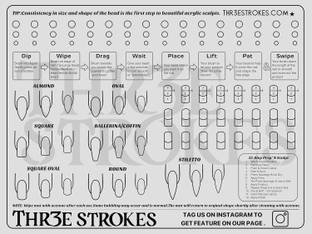 थ्री स्ट्रोक्स Acrylic Nail Training Mat - Silicone Trainer Sheet for Application Practice