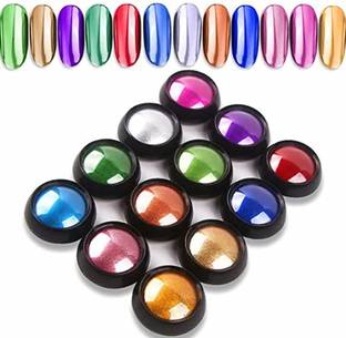 feelhigh 12 Colors Super Thin Mirror Effect Nail Art Chrome Powder Holographic