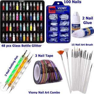 javik Nail Art Combo Kit Nail Extension Glitter ( Pack Of 6 Items )