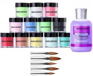 NAILWIND Nail Art Kit, 12 Colors Acrylic Nail Powder Set, Acrylic Nail Brush Set