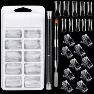 RUBY FACE Poly Gel Quick Building Nail Set,100Pcs False Nail Mold Clear Nail 10 Nail Tips