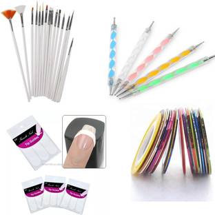 Niczico Nail Art Combo 15pcs brush 5pcs dotting tools 3 tip guide 10 tape