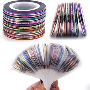TREXEE 10pc Nail Striping Tape With 1pc French Manicure Nail Art Tip Sticker