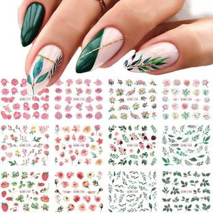 S.A.V.I Floral Nail Art Decals – 12 Sheets Water Transfer Stickers for DIY