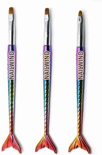 NAILWIND 3Pcs Acrylic Nail Art Brush Set Mermaid Flat Nail Art Acrylic Extension Brushes