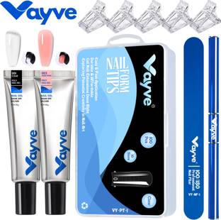 Vayve Polygel Nail Extension Set 2 PolyGel Clear & Nude Pink DIY Nail Gel Nail Art Kit