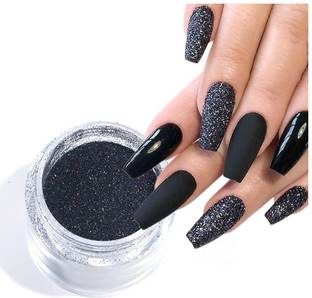 Arcanuy Fine black loose Glitter art for Nails white color
