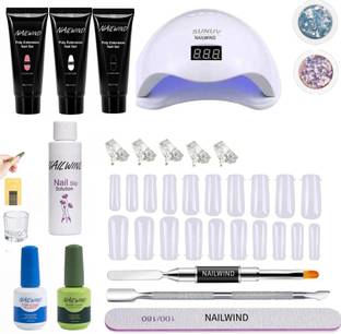 NAILWIND 20 in 1 Nail Kit (White, Pink, Clear Poly Gel, Nail Tip, Slip Solution